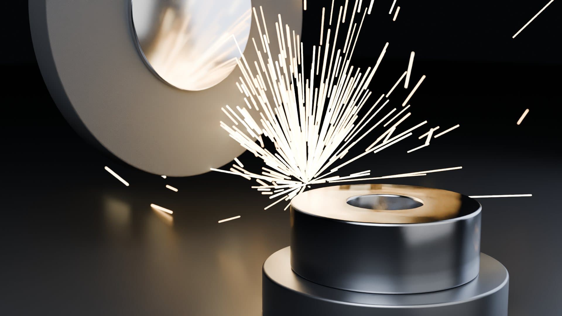 Grinding a tungsten carbide part with sparks